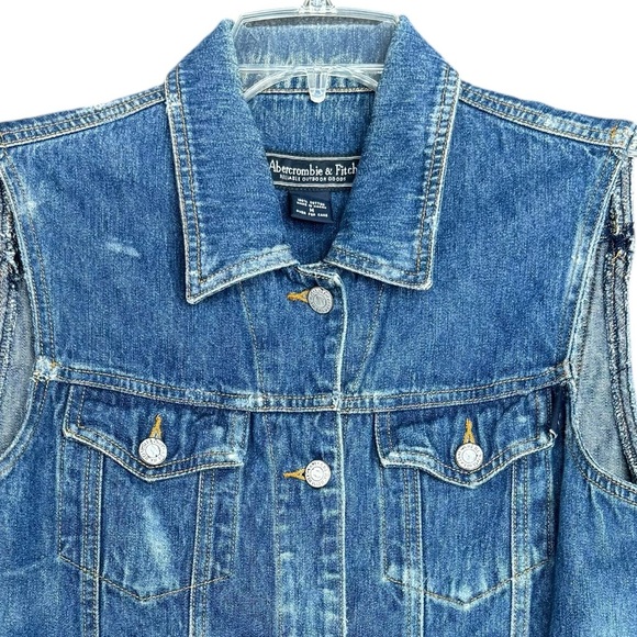 Abercrombie & Fitch Dark Wash Denim Button Front Vest Size M - Picture 5 of 11